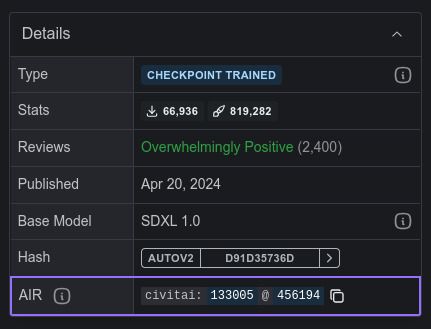 Model metadata from CivitAI